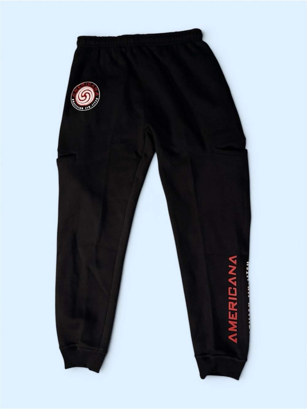 Black Jogger Sweatpants with Red Logo